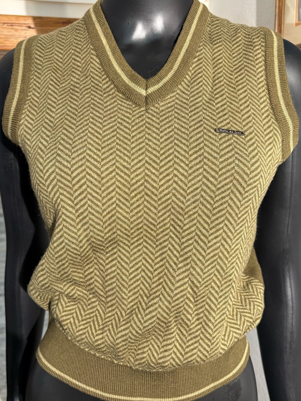 Vintage Belle de Jour chevron sweater vest